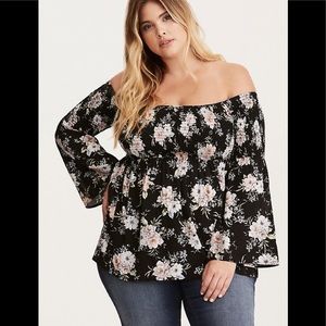 Torrid Floral Print Off Shoulder Blouse
